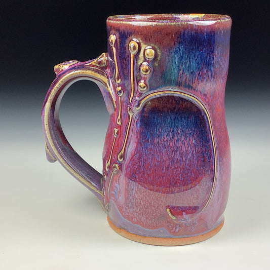 Handmade ceramic mugs stoneware coffee mugs pottery tea mugs stoneware drinkware - Purple red bamboo bump mug 3790