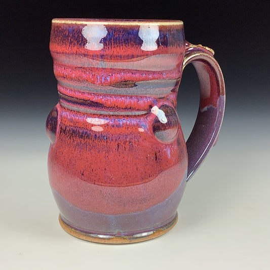 Handmade ceramic mugs stoneware coffee mugs pottery tea mugs stoneware drinkware - red purple bump mug 3635