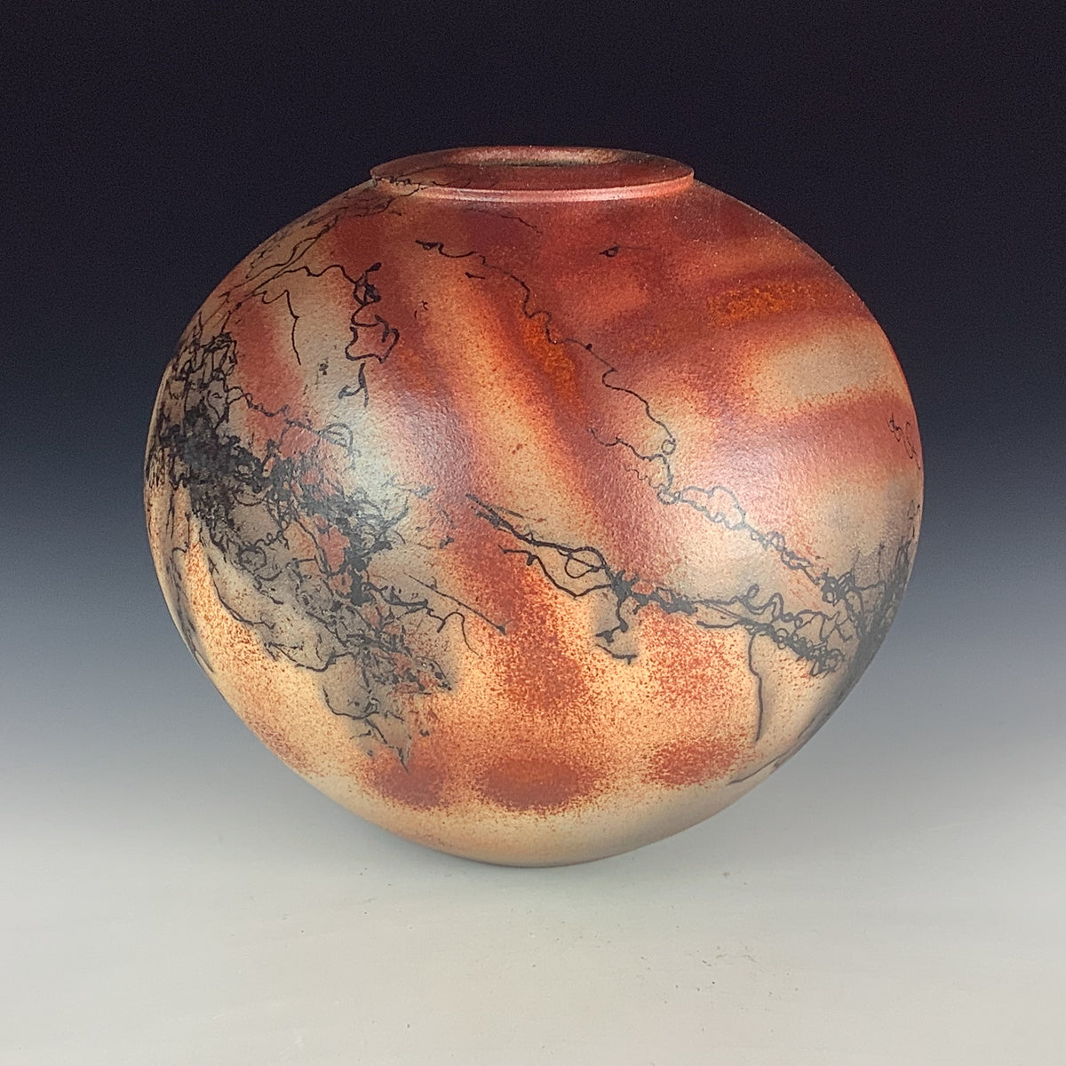 Handmade Horsehair Raku Pottery Vase