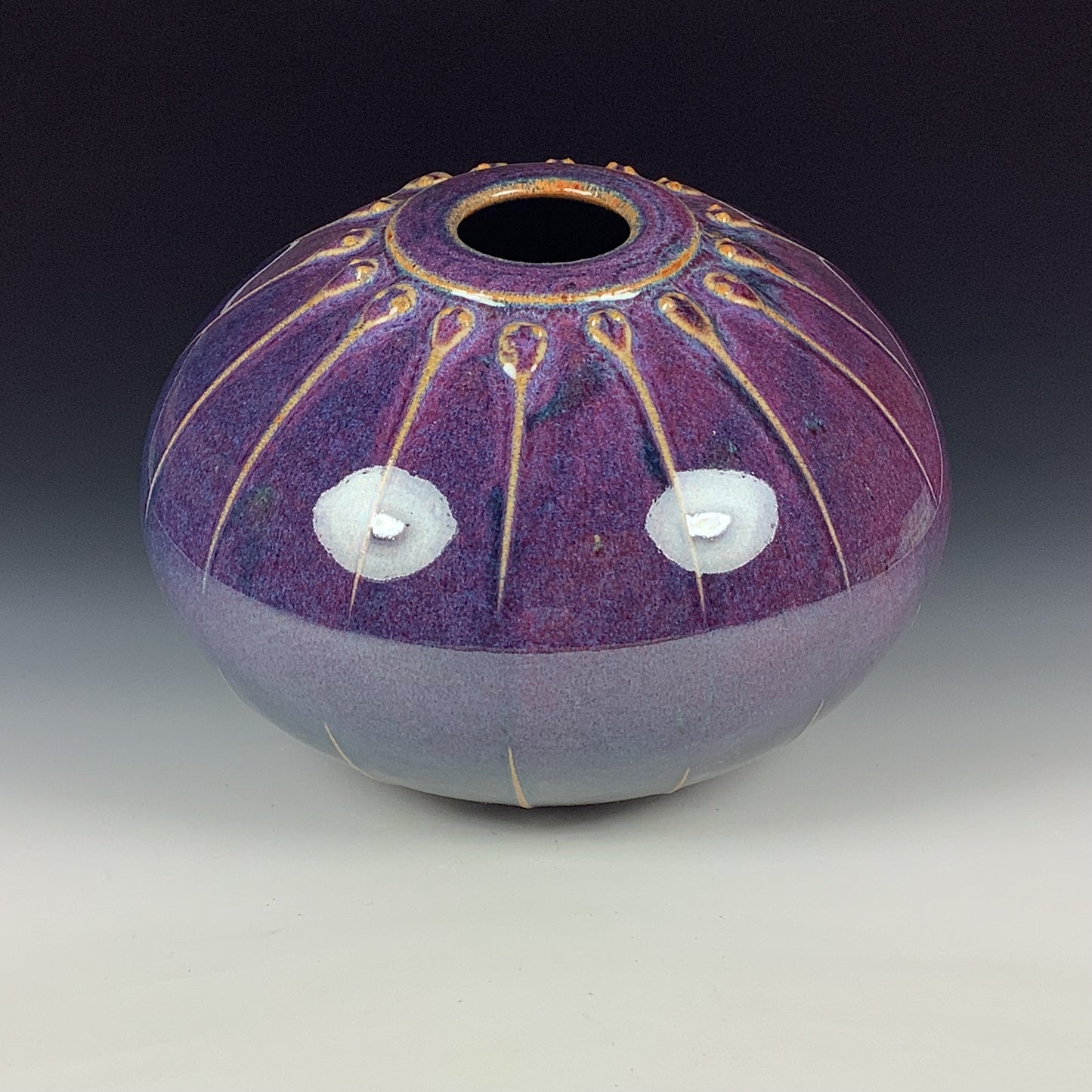 Handmade Ceramic Stoneware Pottery - Deep Purple Slip Orb Vase