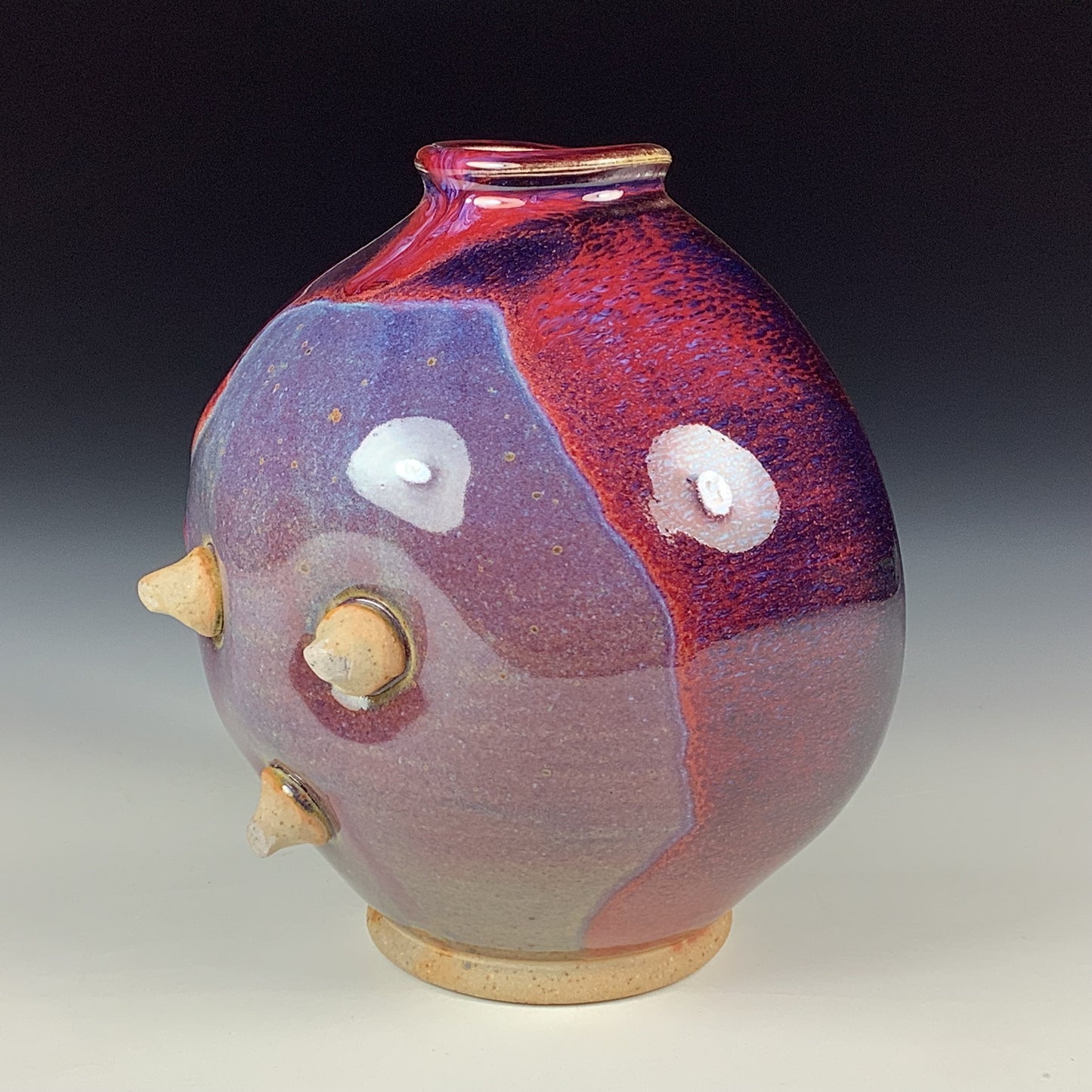Handmade ceramic stoneware pottery dinnerware bottle sculpture bowl - red
