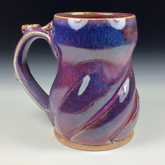 Handmade ceramic mugs stoneware coffee mugs pottery tea mugs stoneware drinkware -  Purple red twisted mug 3783