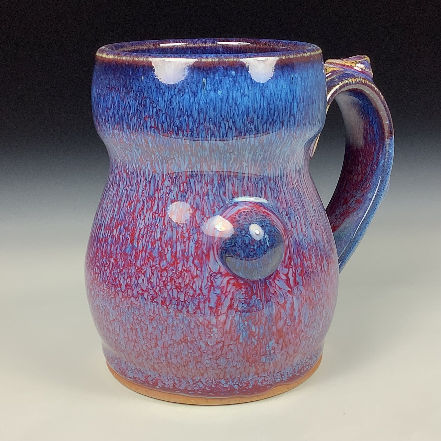 Handmade ceramic mugs stoneware coffee mugs pottery tea mugs stoneware drinkware - Purple red slip dotted bump 3858