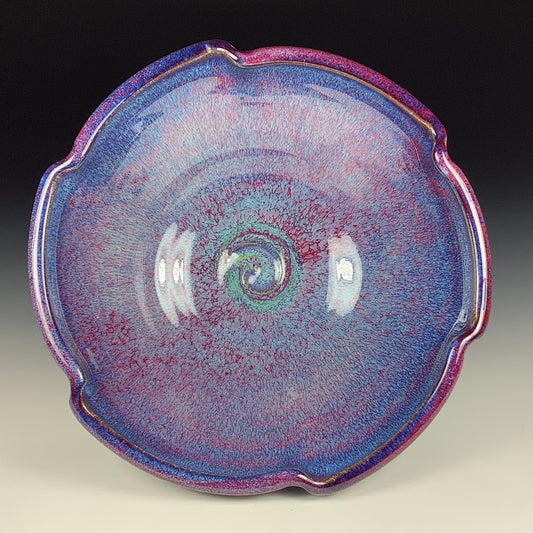 Handmade ceramic artisanal pottery bowls dinnerware stoneware serving bowls centerpiece - Medium purple scalloped rim serving bowl 3831