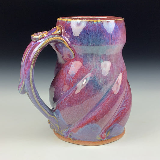 Handmade ceramic mugs stoneware coffee mugs pottery tea mugs stoneware drinkware - purple red twisty mug 3774