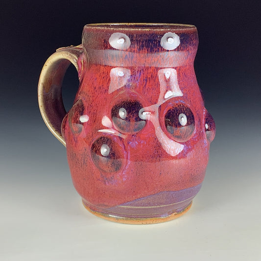 Handmade Stoneware Coffee Mug: Red Purple Glaze, Bump Pottery Tea Mug