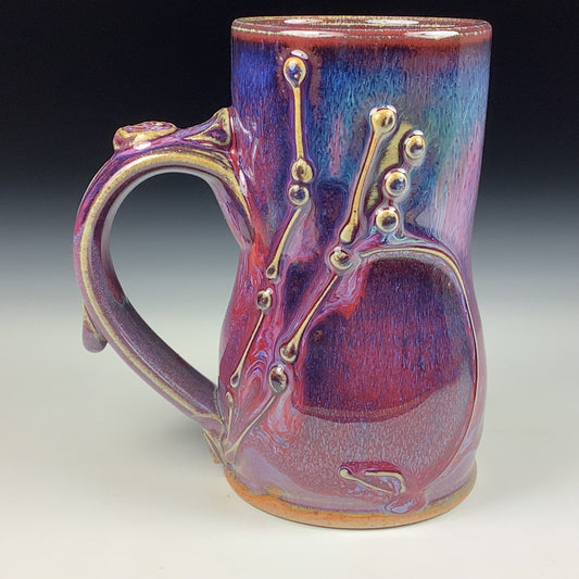 Handmade ceramic mugs stoneware coffee mugs pottery tea mugs stoneware drinkware - Purple red bamboo bump mug 3789