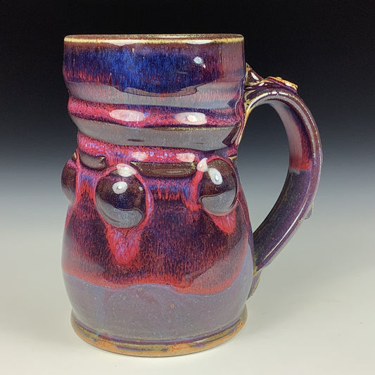 Handmade ceramic mugs stoneware coffee mugs pottery tea mugs stoneware drinkware - red purple bump mug 3633