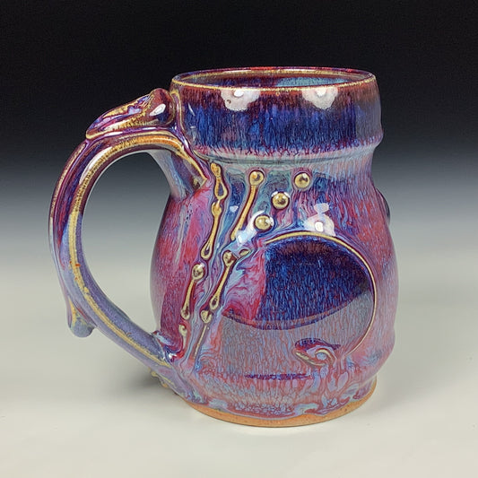 Handmade ceramic mugs stoneware coffee mugs pottery tea mugs stoneware drinkware - Purple red slip dotted bump 3862