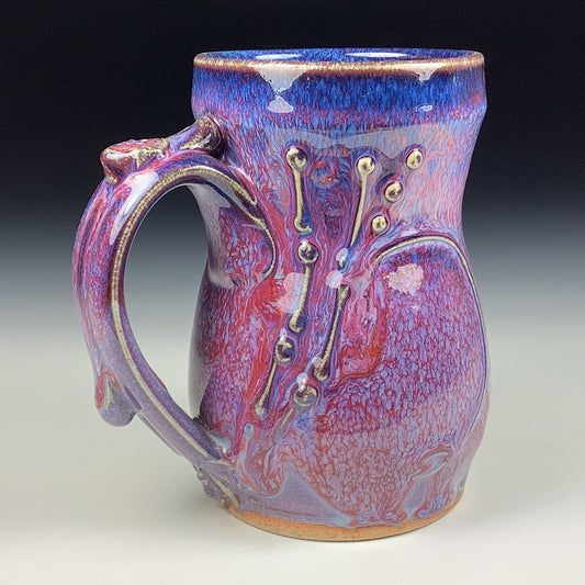 Handmade ceramic mugs stoneware coffee mugs pottery tea mugs stoneware drinkware - Purple red bamboo bump mug 3767