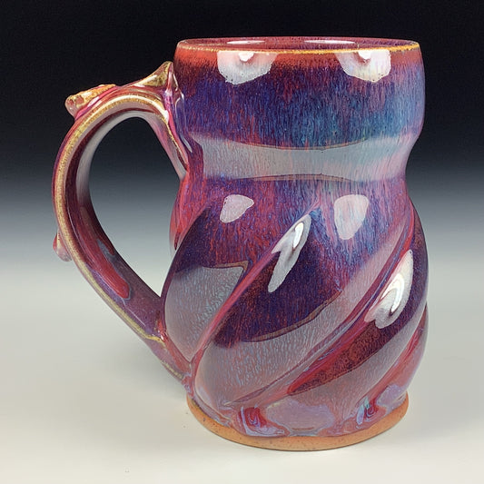 Handmade ceramic mugs stoneware coffee mugs pottery tea mugs stoneware drinkware - purple red twisty mug 3779