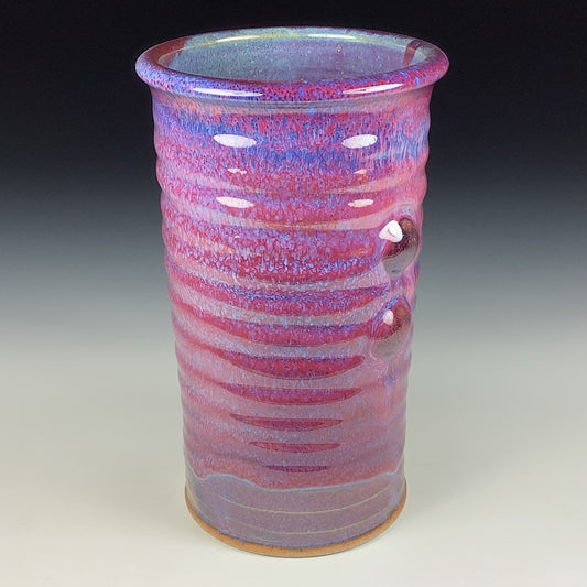 Decorative pottery vases utensil holder crock rustic clay vases artistic luxury handmade vases artistic centerpieces dinnerware stoneware - Purple red wiggle bump - item 3809