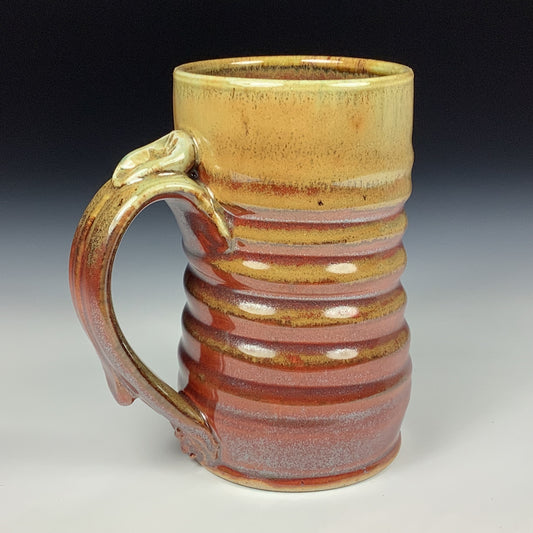 Handmade ceramic mugs stoneware coffee mugs pottery tea mugs stoneware drinkware - Iron red with white ash wiggle item 3853