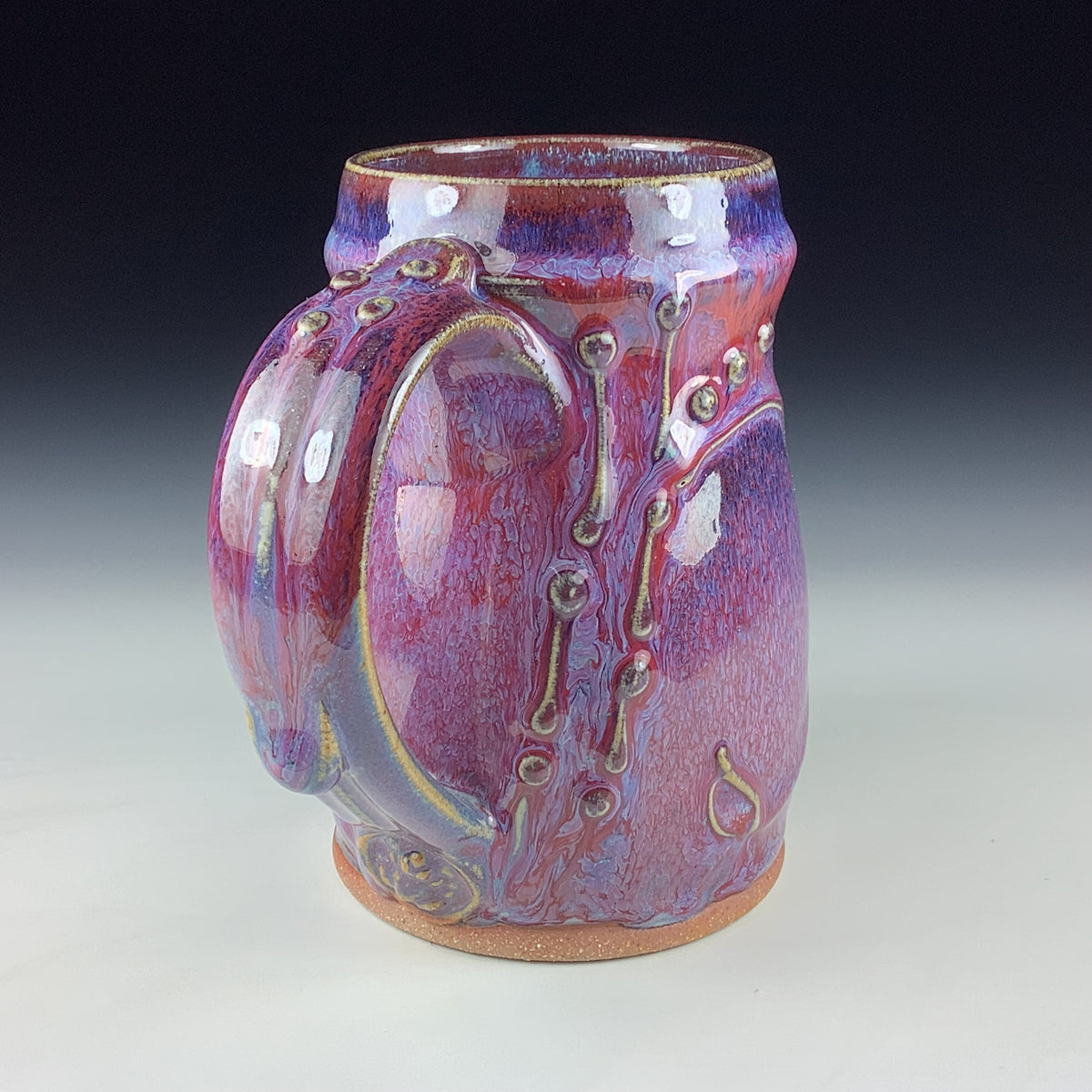 Handmade Ceramic Coffee Mug: Purple Red Bamboo Slip Stoneware Pottery
