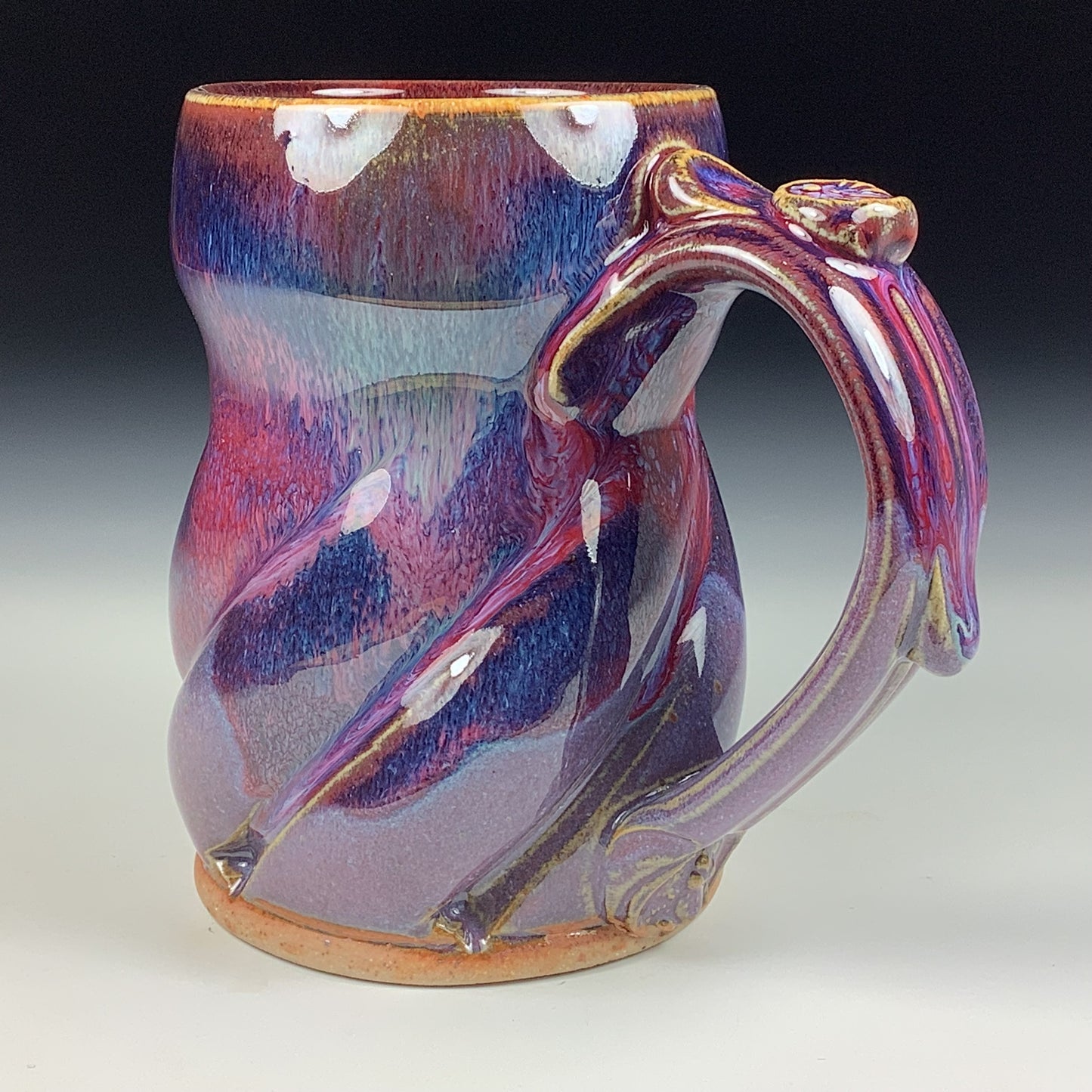 Handmade ceramic mugs stoneware coffee mugs pottery tea mugs stoneware drinkware -  Purple red twisted mug 3783
