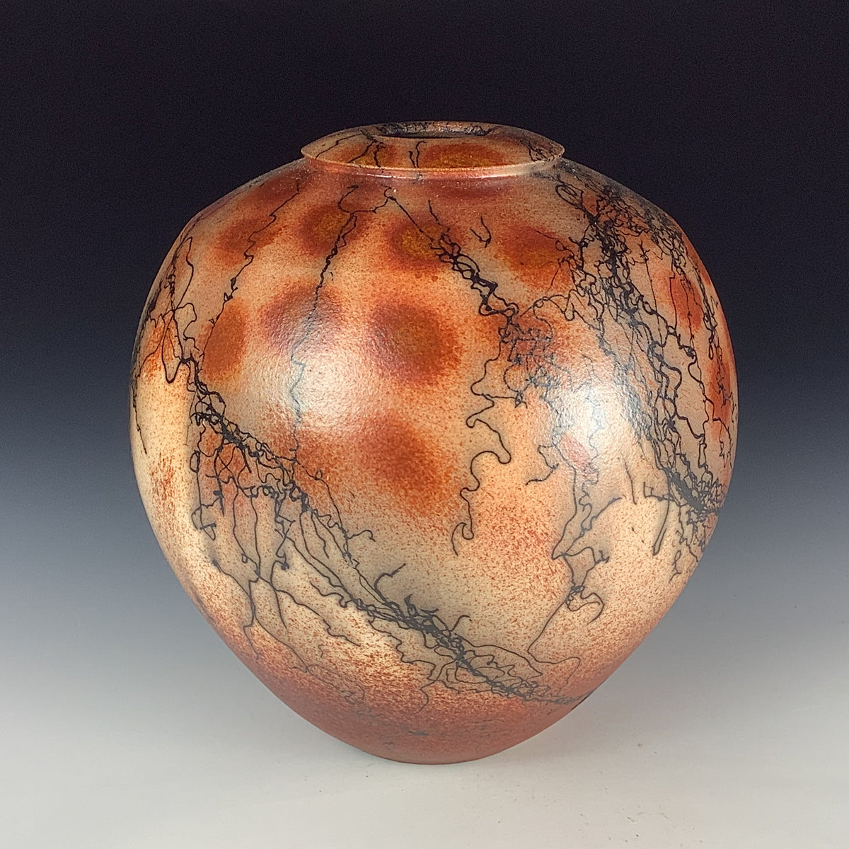 Handmade Horsehair Raku Pottery Vase