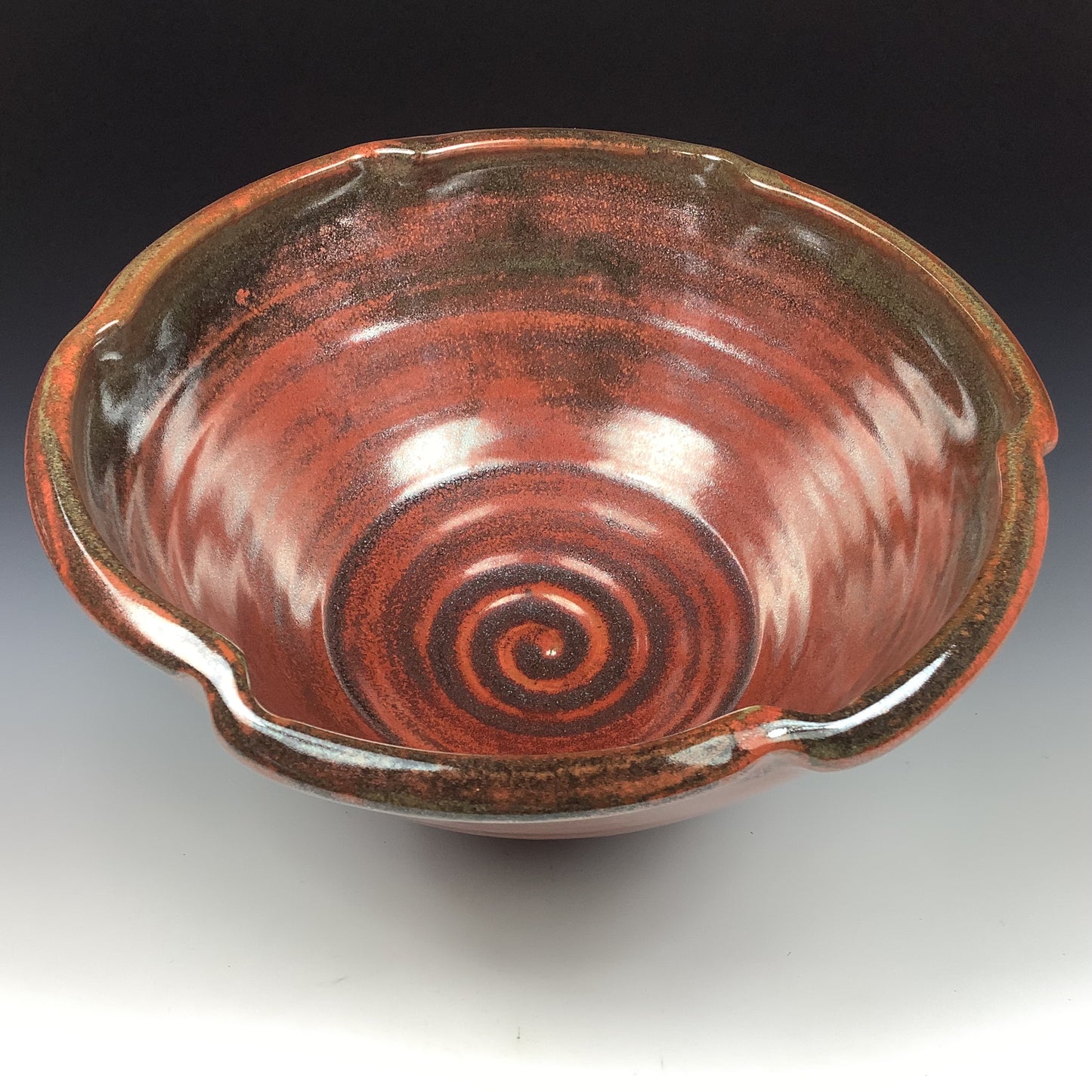 Handmade ceramic artisanal pottery bowls dinnerware stoneware serving bowls centerpiece - Iron red - item 3558