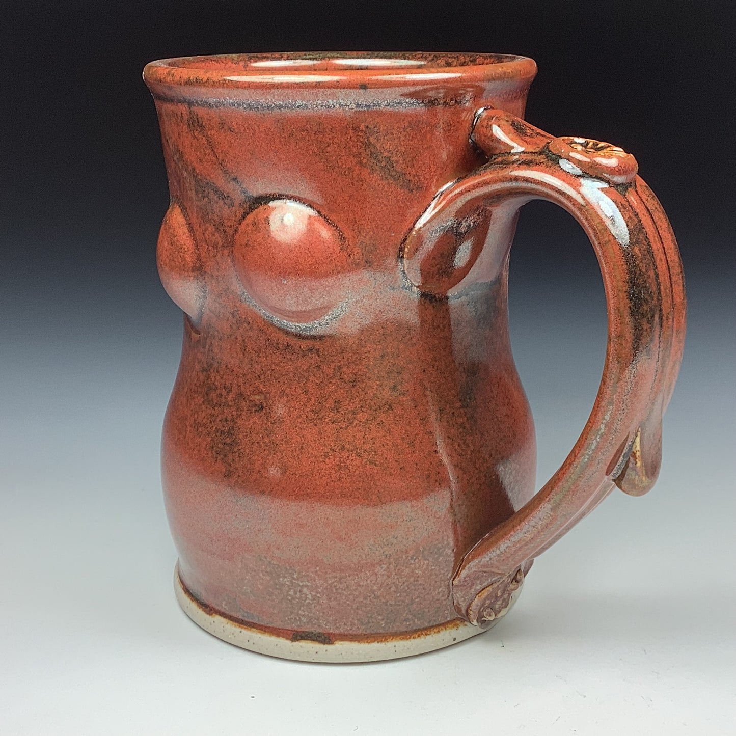 Handmade ceramic mugs stoneware coffee mugs pottery tea mugs stoneware drinkware - Iron red bump - item 3474