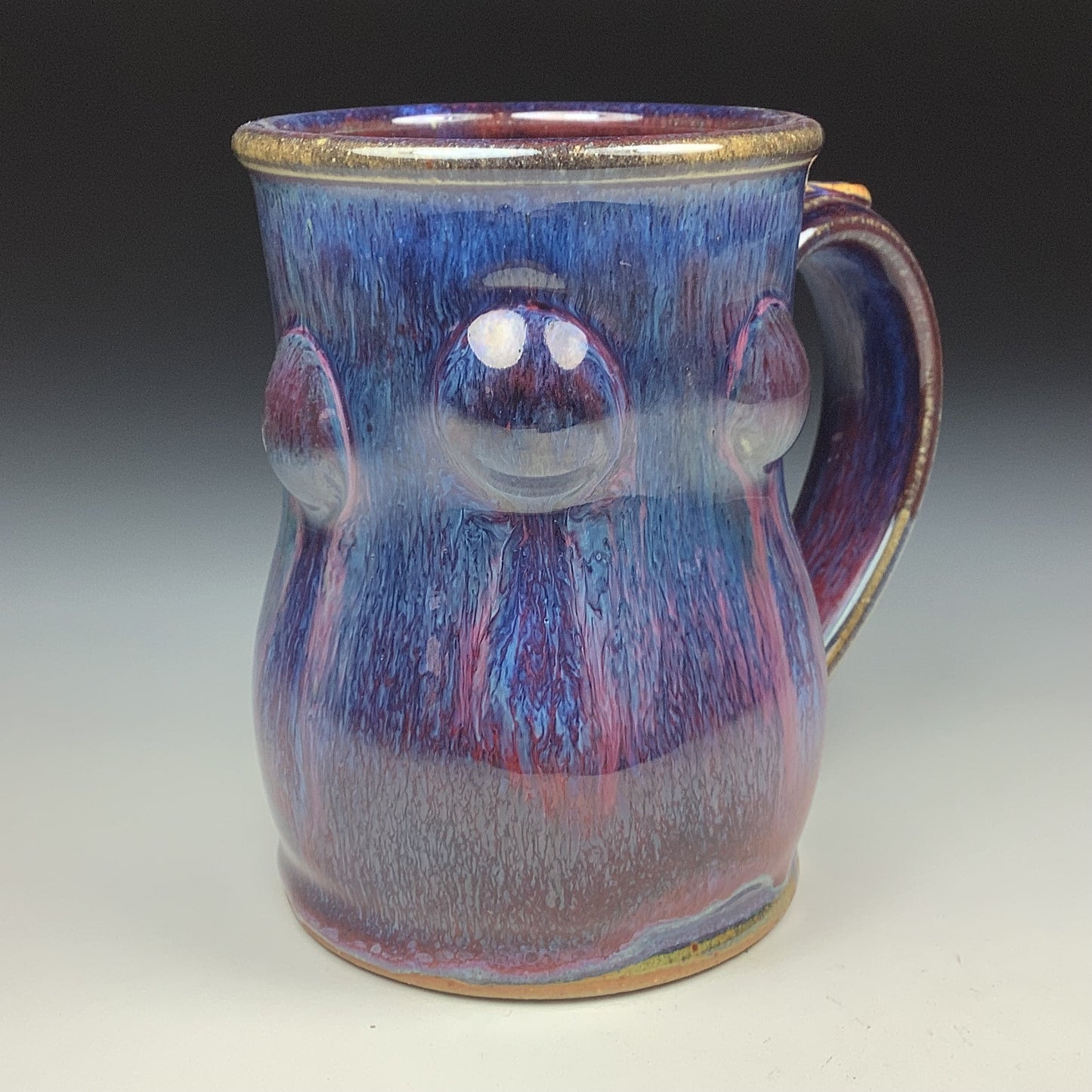 Handmade ceramic mugs stoneware coffee mugs pottery tea mugs stoneware drinkware - Dark purple bump - item 3472