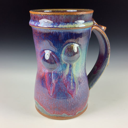 Handmade ceramic mugs stoneware coffee mugs pottery tea mugs cup stoneware drinkware - Purple red bump - item 3236