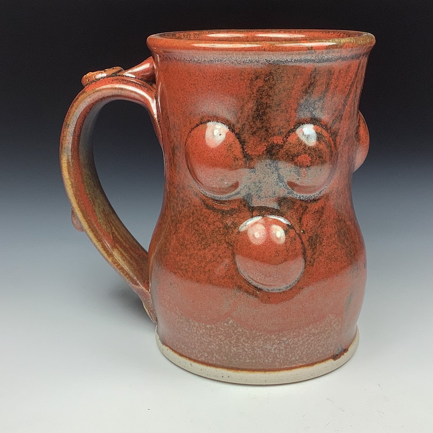 Handmade ceramic mugs stoneware coffee mugs pottery tea mugs stoneware drinkware - Iron red bump - item 3474