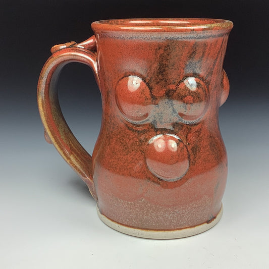 Handmade ceramic mugs stoneware coffee mugs pottery tea mugs stoneware drinkware - Iron red bump - item 3474