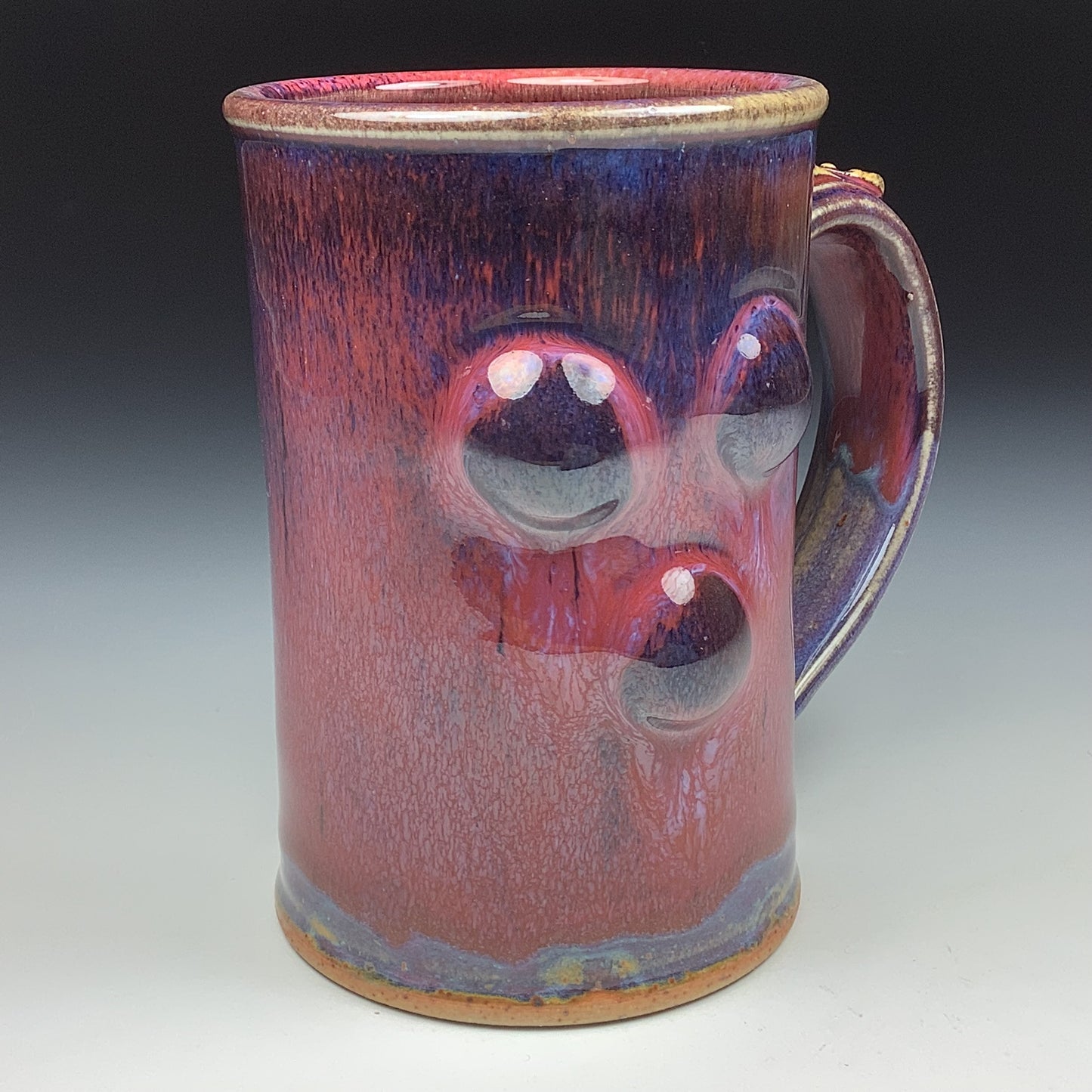 Handmade ceramic mugs stoneware coffee mugs pottery tea mugs stoneware drinkware - Red bump - item 3483