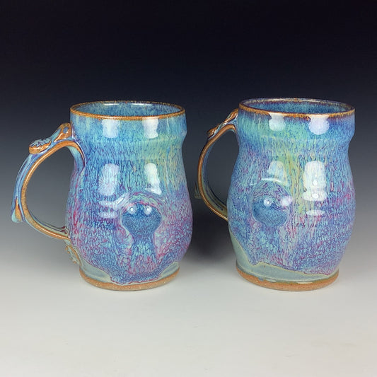 Handmade dinner sets ceramic pottery stoneware dinnerware coffee mug tea mug cup - set of two purple bump small mugs  - item 3079