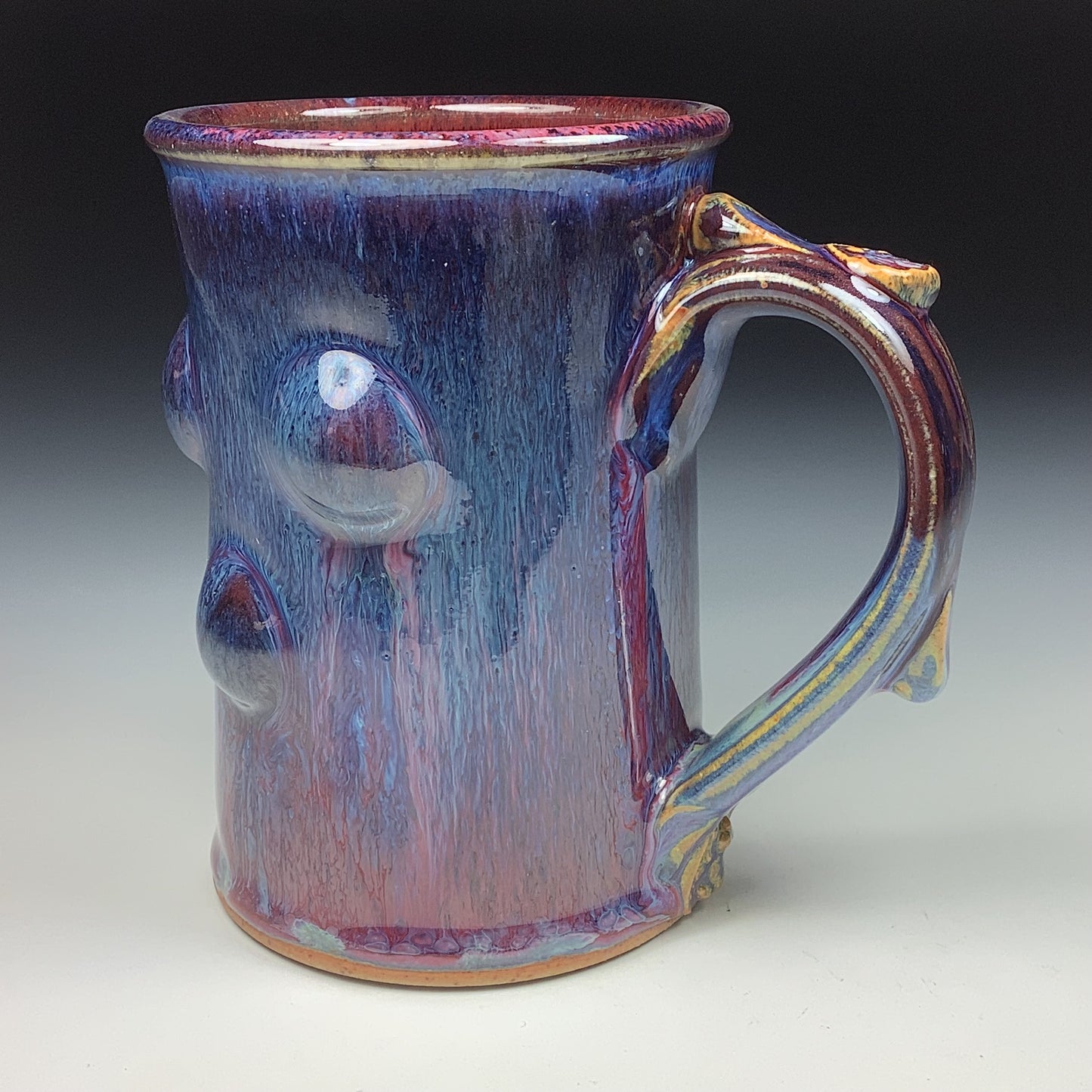 Handmade ceramic mugs stoneware coffee mugs pottery tea mugs stoneware drinkware - Purple bump - item 3493