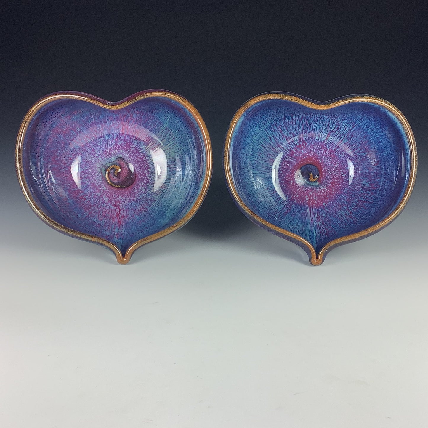 Handmade dinner sets ceramic pottery bowl stoneware dinnerware sets heart-shaped bowls set of two - Purple nesting love bowls- item 2363