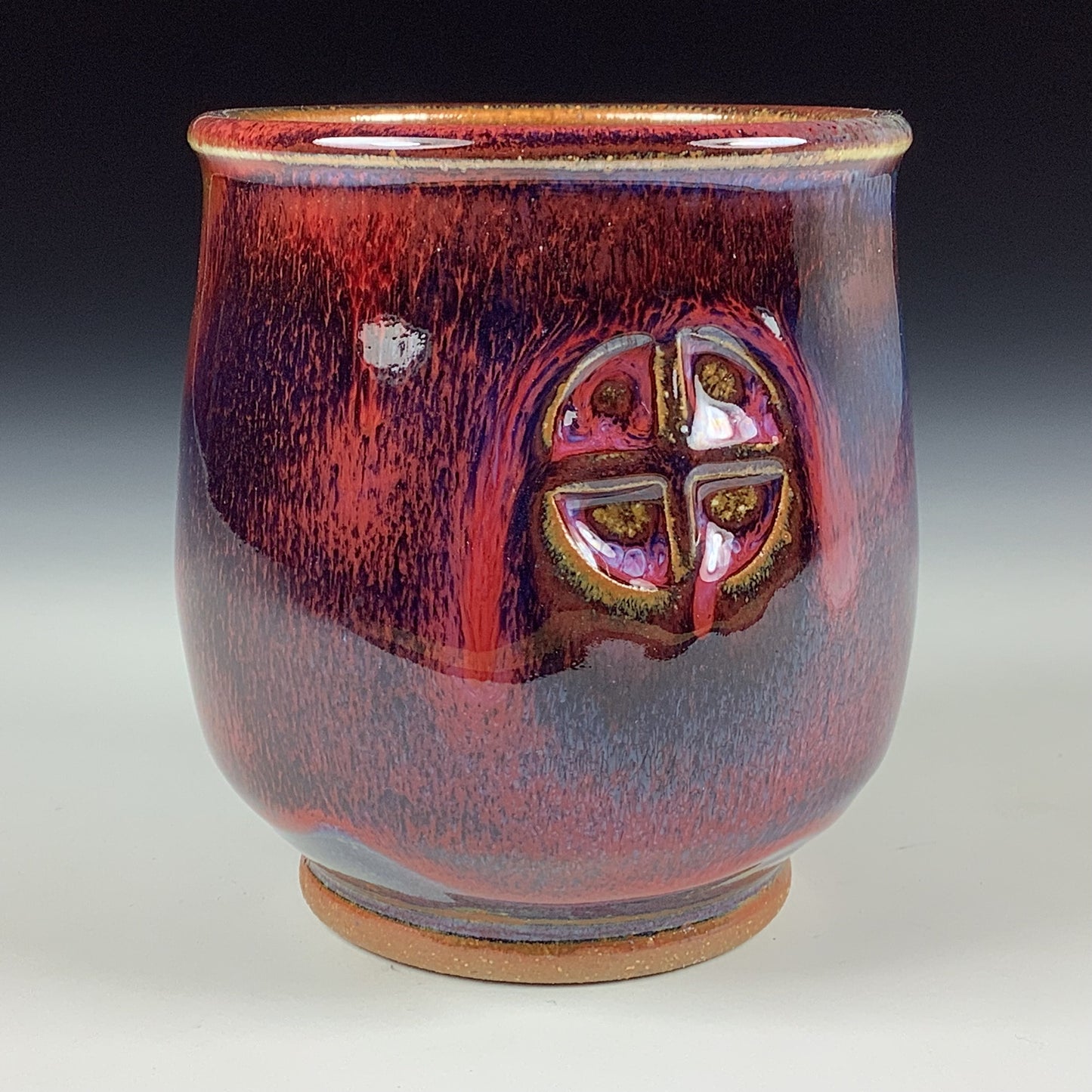 Artisan teacups luxury tea sets vintage ceramic teacups handmade stoneware pottery cup - Dark red window - item 3208