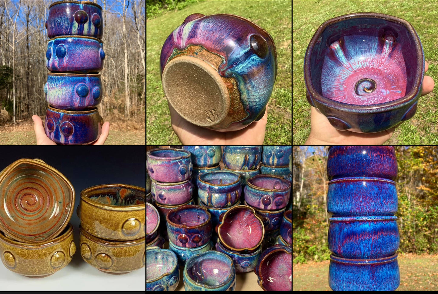 Handmade dinner sets ceramic pottery bowl stoneware dinnerware sets - Wild red purple stacking bowl  - item 3304