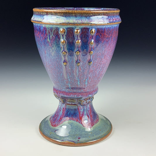 Handmade ceramic stoneware pottery dinnerware artistic goblets handmade chalices unique drink goblets  - Purple slip dotted cup - item 3328