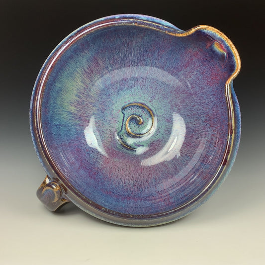 Handmade ceramic stoneware batter bowl - Purple blue slip-dotted - item 3547