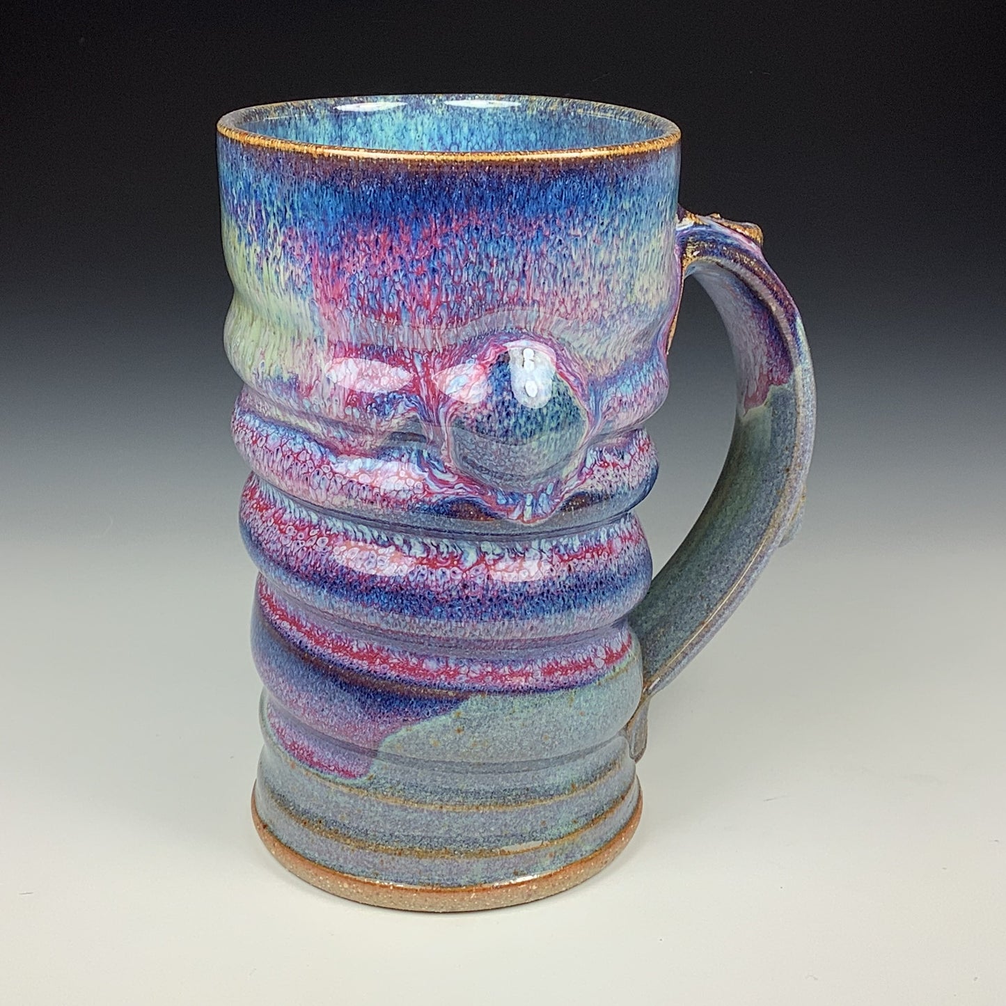 Handmade ceramic mugs stoneware coffee mugs pottery tea mugs cup stoneware drinkware - Purple wiggle bump - item 2499