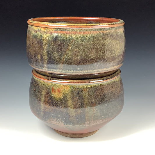 Handmade dinner sets ceramic pottery bowl stoneware dinnerware sets of two - Tea dust yellow black bowl - item 3302
