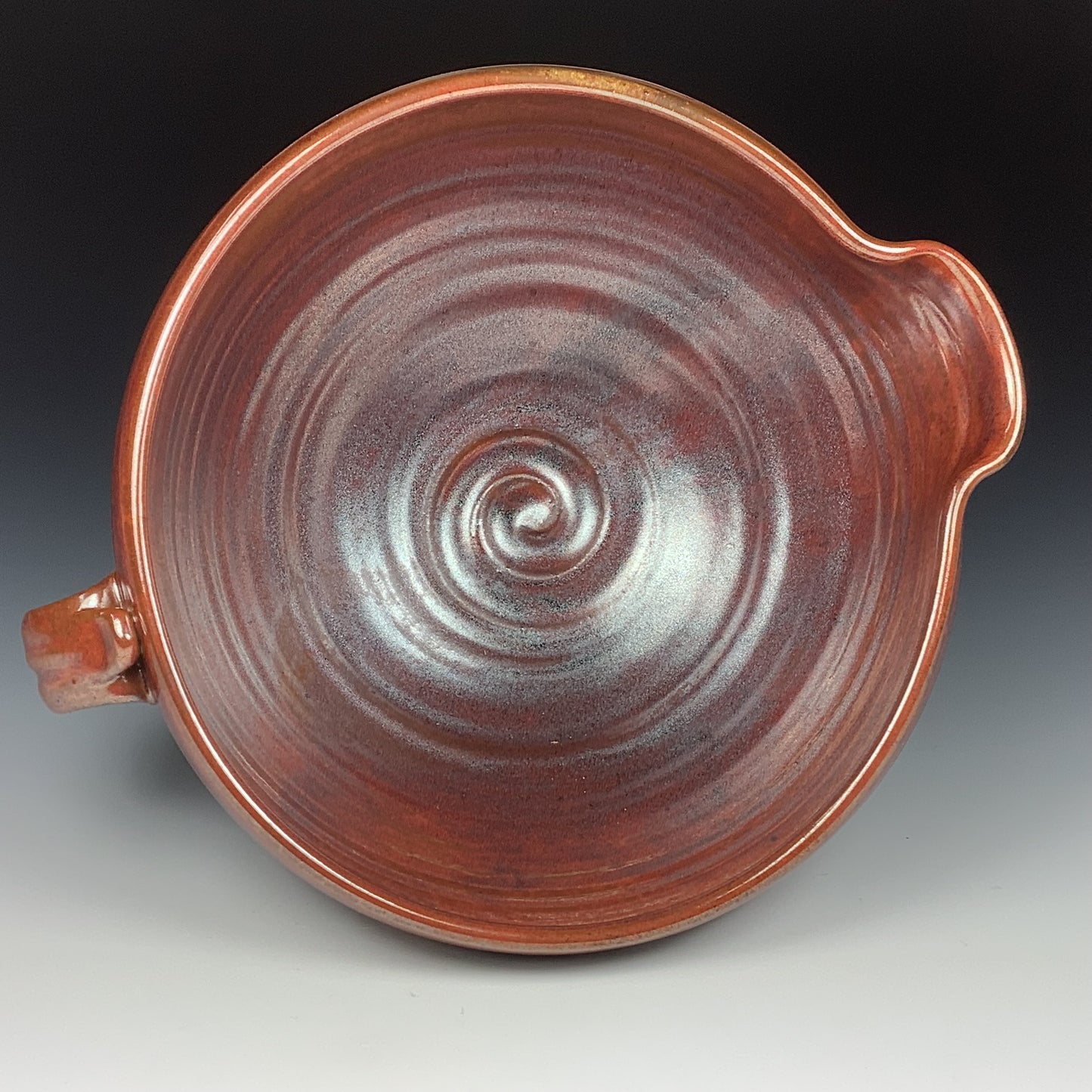 Handmade ceramic stoneware batter bowl - Iron red slip-dotted - item 3545