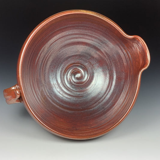 Handmade ceramic stoneware batter bowl - Iron red slip-dotted - item 3545