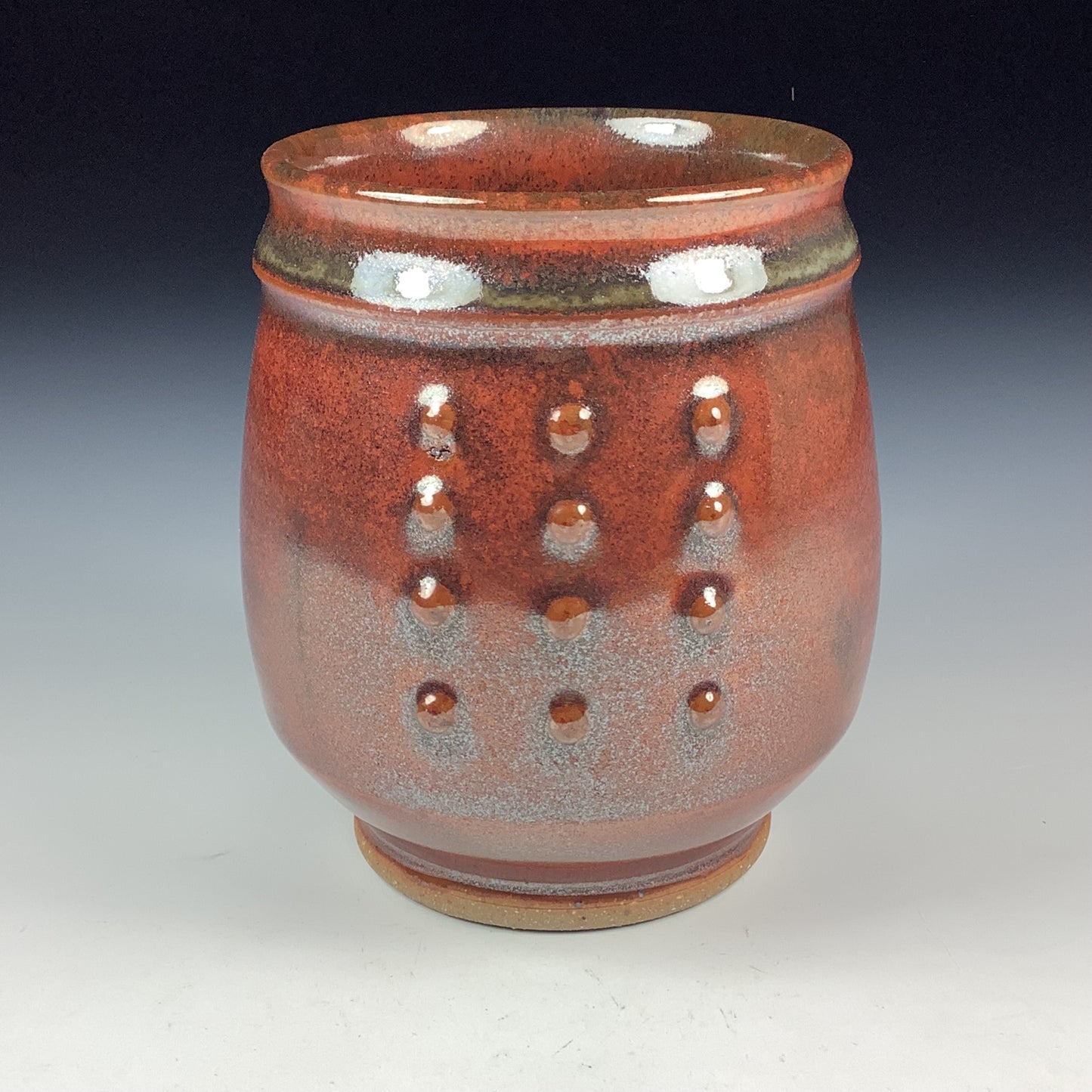 Artisan teacups luxury tea sets vintage ceramic teacups handmade stoneware pottery cup- Iron red slip dotted - item 3400