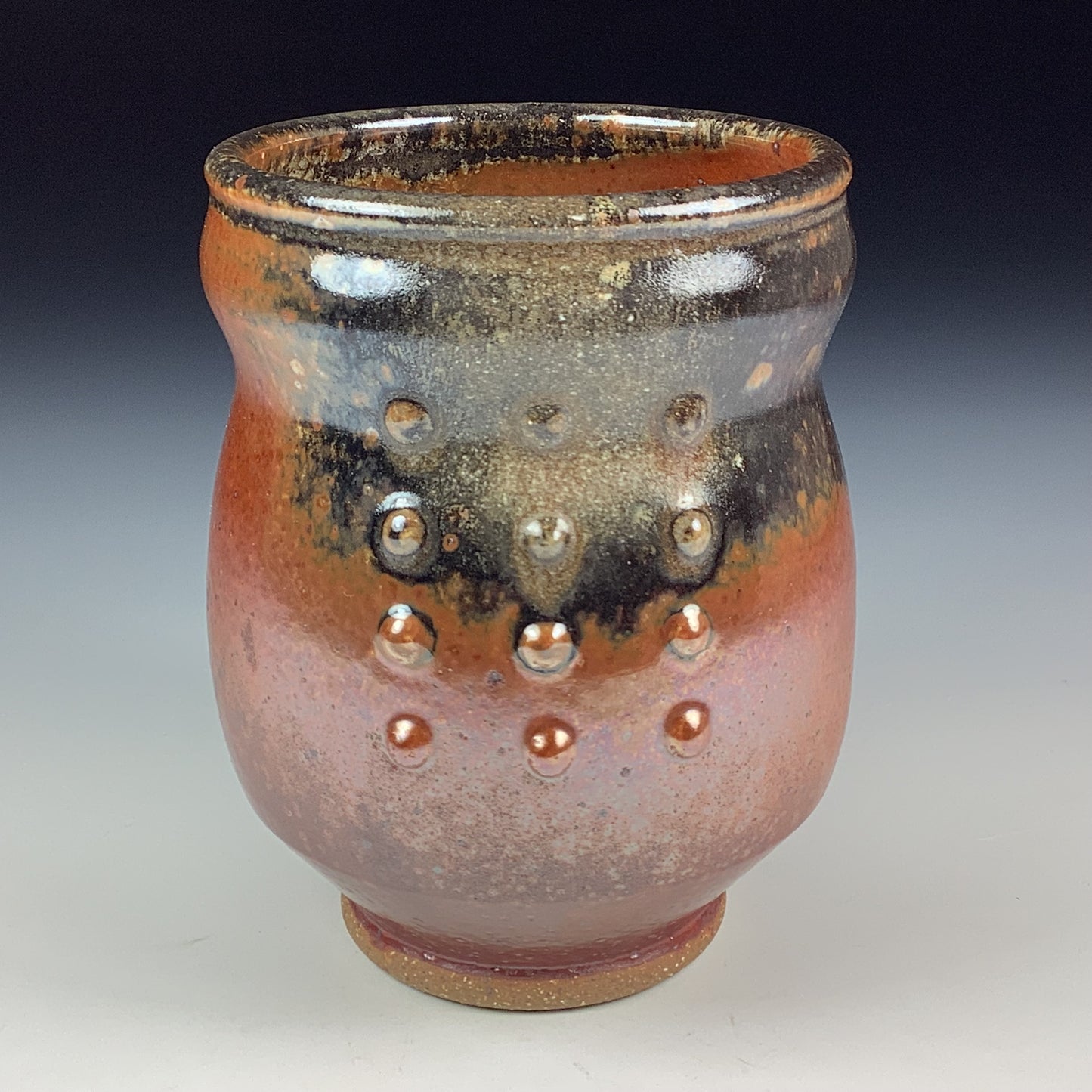 Artisan teacups luxury tea sets vintage ceramic teacups handmade stoneware pottery cup- Orange ash slip dotted - item 3423