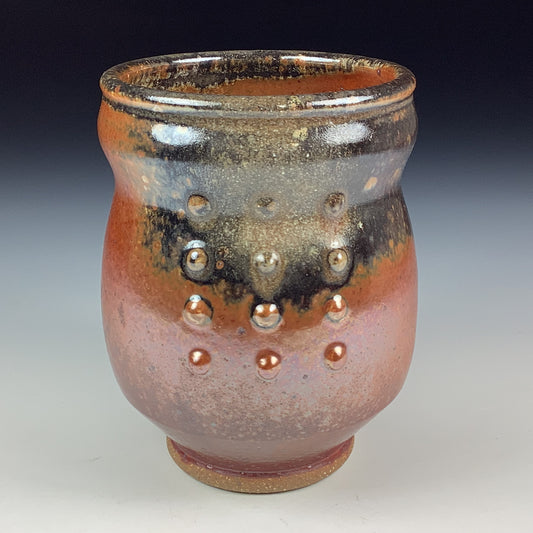Artisan teacups luxury tea sets vintage ceramic teacups handmade stoneware pottery cup- Orange ash slip dotted - item 3423