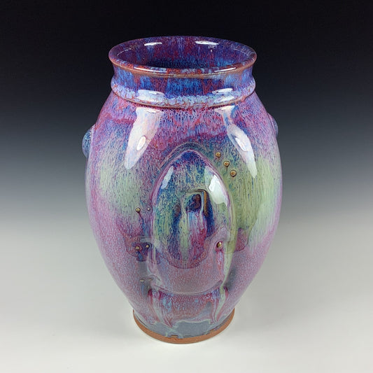 Decorative pottery vases utensil holder crock rustic clay vases artistic luxury handmade vases artistic centerpieces dinnerware stoneware -Purple door - item 3093