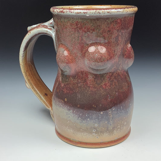 Handmade ceramic mugs stoneware coffee mugs pottery tea mugs stoneware drinkware - Orange shino bump - item 3477