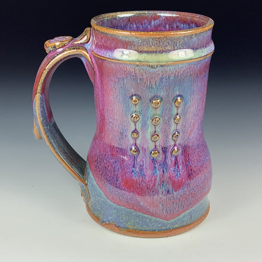 Handmade ceramic mugs stoneware coffee mugs pottery tea mugs cup stoneware drinkware- Purple pink slip dotted - item 3466