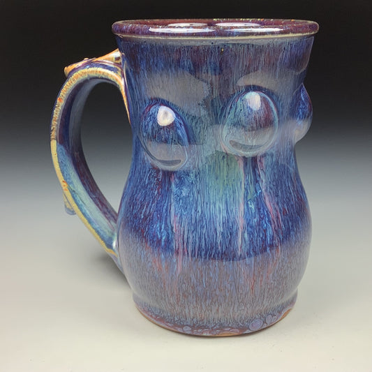 Handmade ceramic mugs stoneware coffee mugs pottery tea mugs stoneware drinkware - Deep purple bump - item 3494
