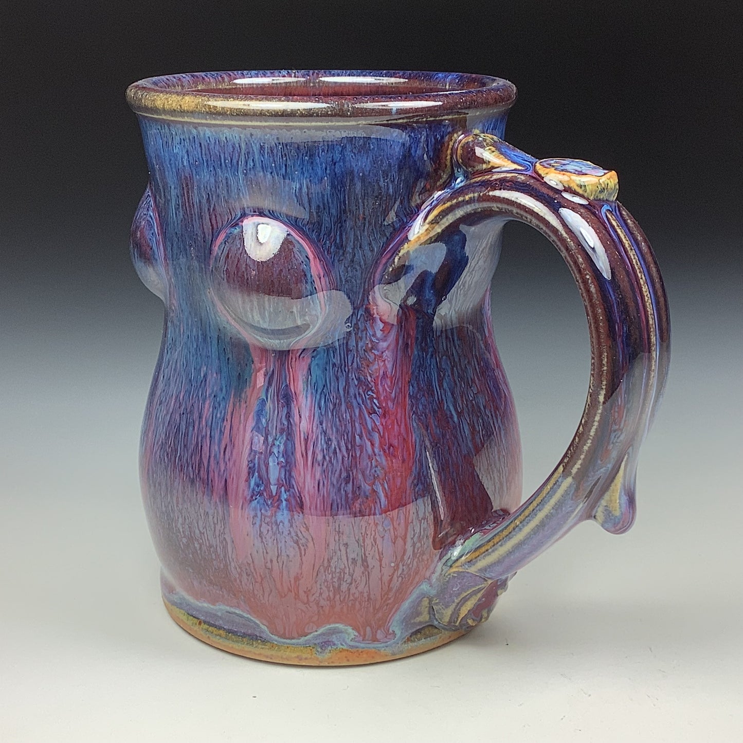 Handmade ceramic mugs stoneware coffee mugs pottery tea mugs stoneware drinkware - Dark purple bump - item 3472