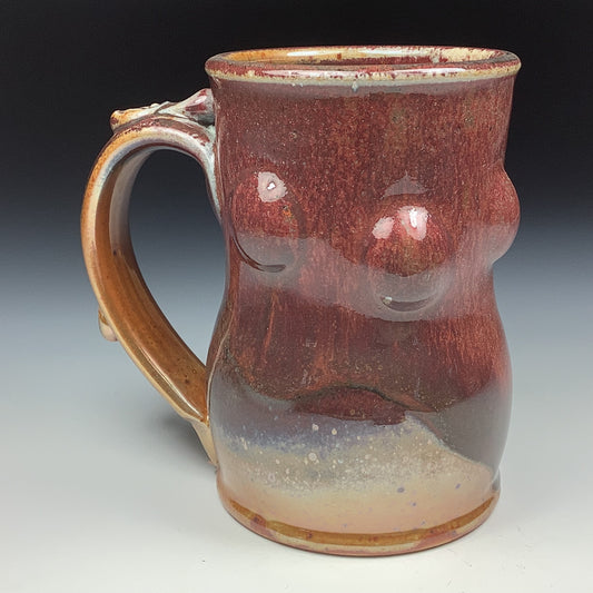 Handmade ceramic mugs stoneware coffee mugs pottery mugs stoneware drinkware - Orange shino bump - item 3473
