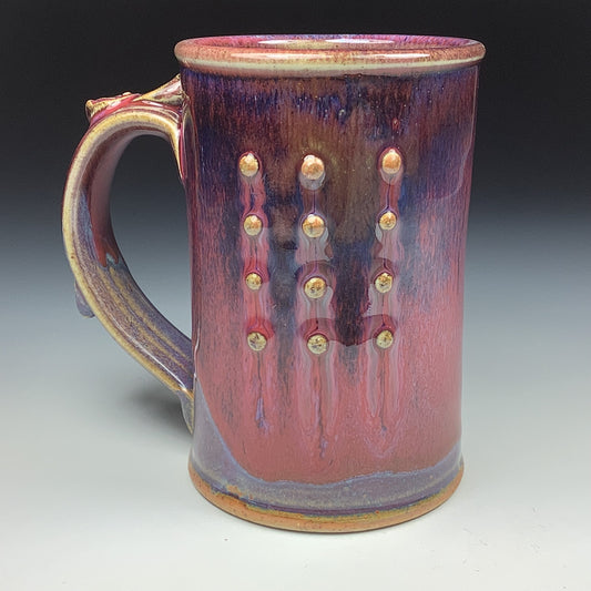 Handmade ceramic mugs stoneware coffee mugs pottery tea mugs stoneware drinkware - Red bump - item 3483
