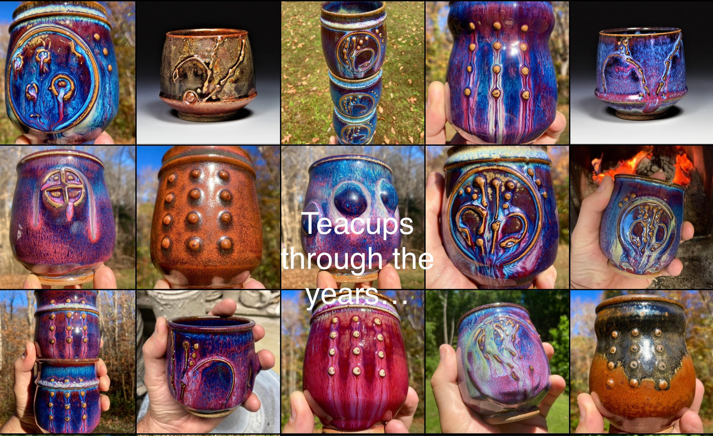 Artisan teacups luxury tea sets vintage ceramic teacups handmade stoneware pottery cup - Purple bump - item 3204