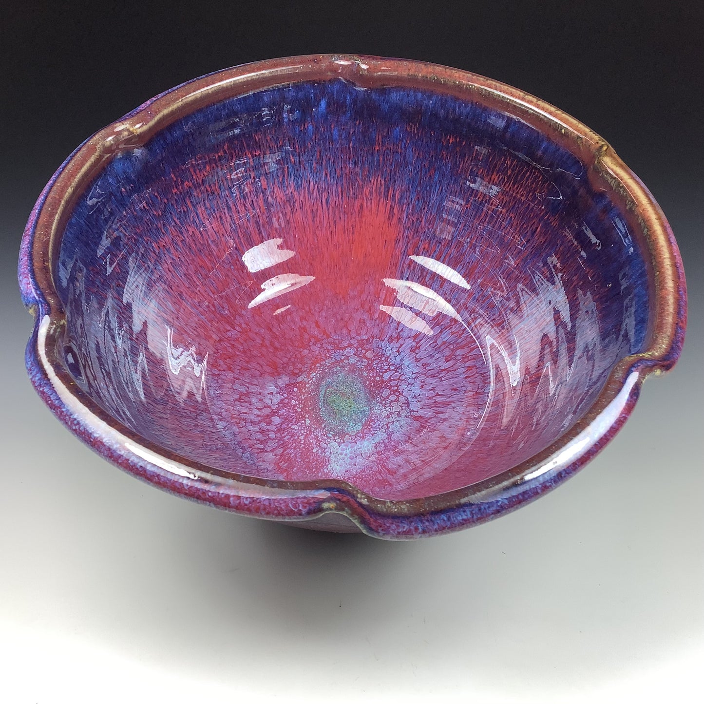 Handmade ceramic artisanal pottery bowls dinnerware stoneware serving bowls centerpiece - Red purple item 3555